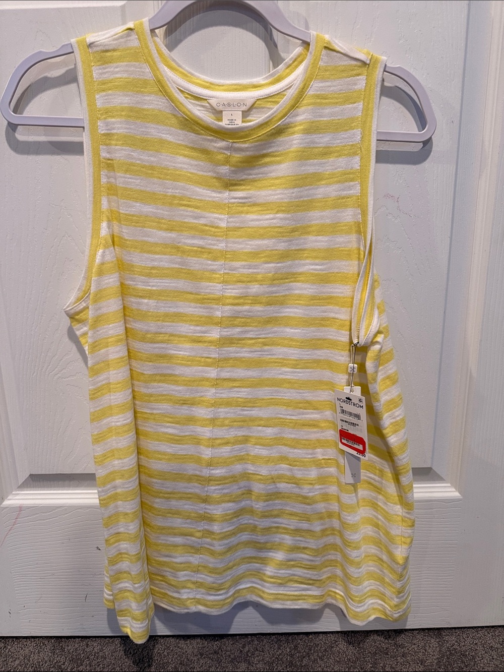 Caslon Yellow & White Striped Tank Top